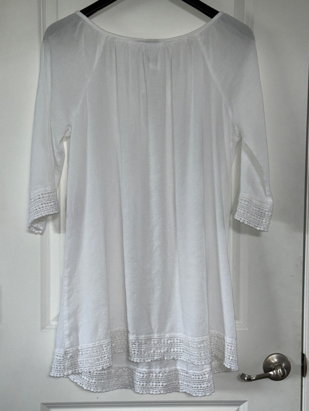 Swimsuits for All White Boho Tie-Neck Tunic Swim Cover, 14/16 - Picture 7 of 7